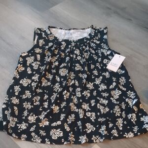 Black and Cream Floral Sleeveless Top NWT